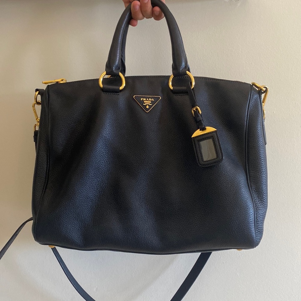 Large prada tote bag leather